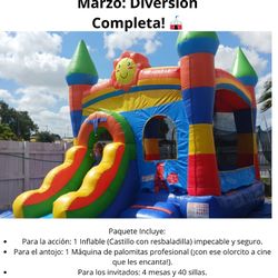 ​¡Diversión Completa! Alquiler de Inflable + Mesas + Sillas y más