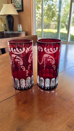 Ruby Red Cut-to-Clear Vase