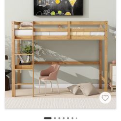 Solid Light Oak Loft Bed