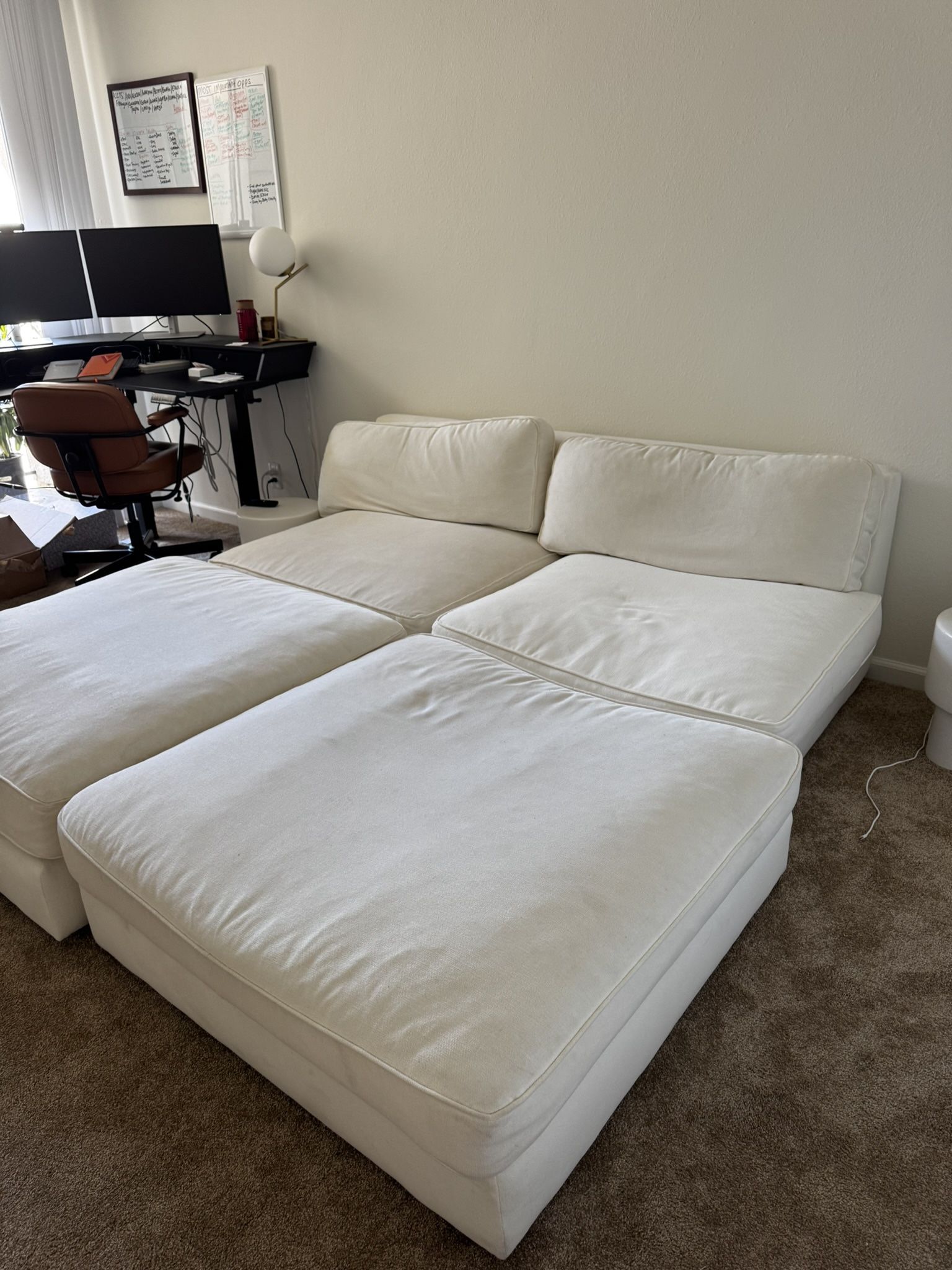 Nearly New CB2 sofa with 2 Ottomans