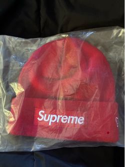 Supreme red box logo new era beanie