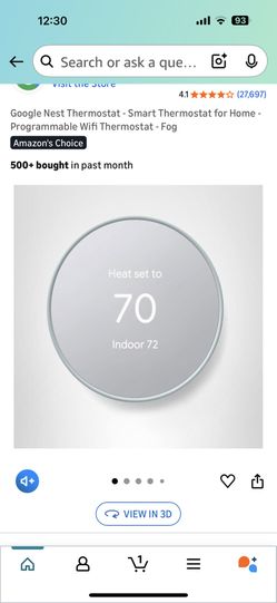 Google Nest Thermostat - Smart Thermostat for Home - Programmable Wifi Thermostat - Fog