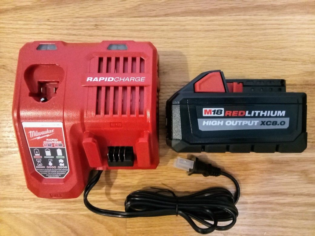 Milwaukee M18 High Output XC8.0 Battery And Rapid Charger Combo