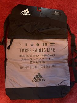 Adidas Three Stripe Life Purple Black And Gray Drawstring Bag