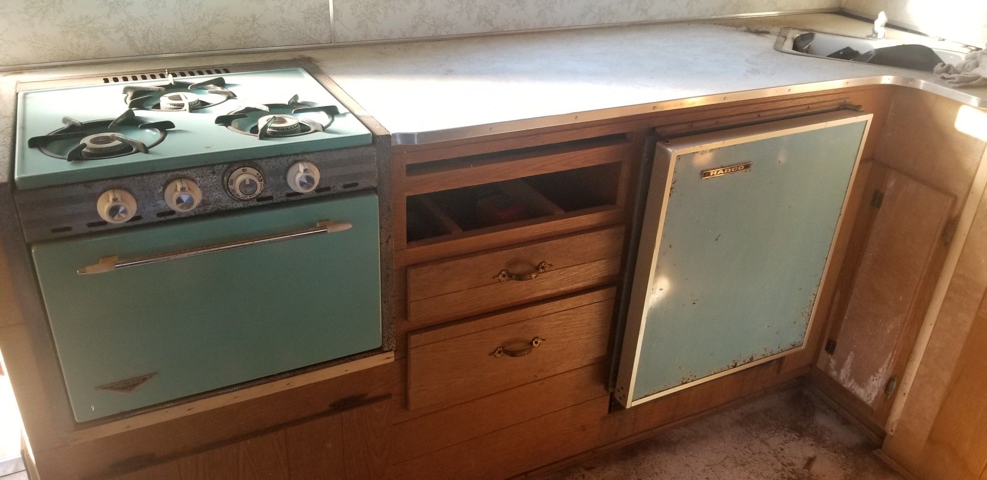 1965 Camper Fridge and Stove with matching Hood Vent