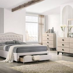 Brand New Beige 6pc Queen Size Bedroom Set 