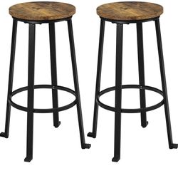 29.5 inch Bar Stools Set of 2 Bar Height Stools Industrial Tall Bar Chair Round Backless Counter Stools with Metal Legs for Dining Room/Living Room/Ki
