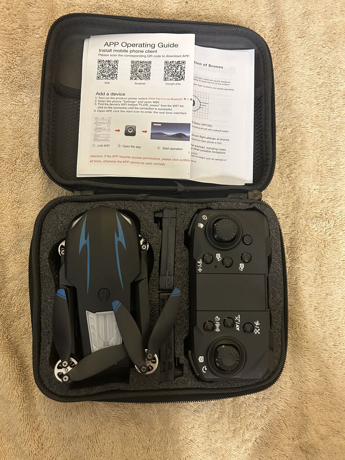 Foldable HD Camera Drone W/Remote & Case