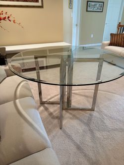 48” beveled glass top dining table with chrome base  mint condition