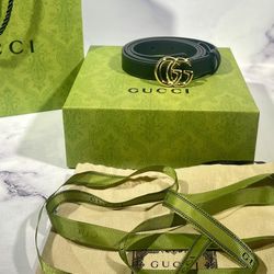 🖤 Gucci GG Marmont Thin Leather Belt w/ Shiny Buckle – Gucci 100 / 40" / US 30 Ready!