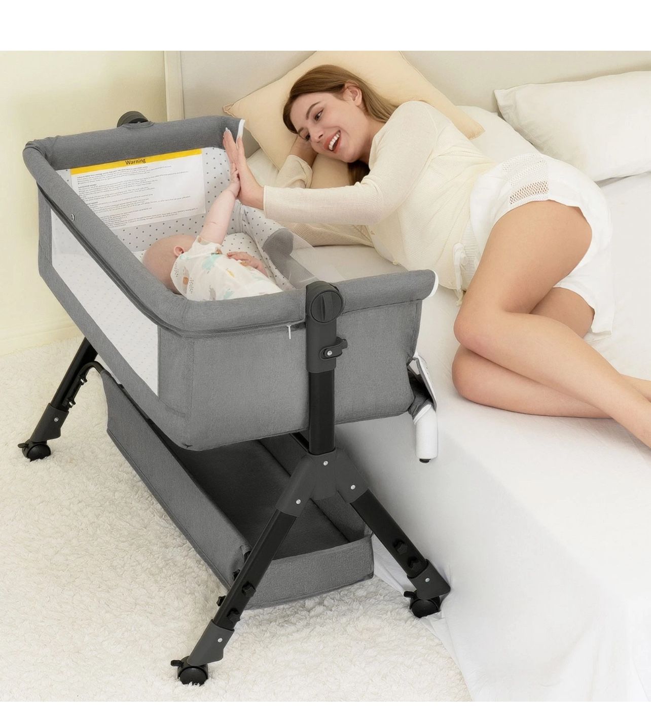 3in1 Baby Bassinet Bedside Sleeper Portable Baby Crib Bassinets with Swing Mode