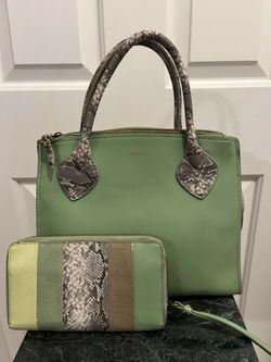 Anne Klein Green Tote Bag with Matching Wallet