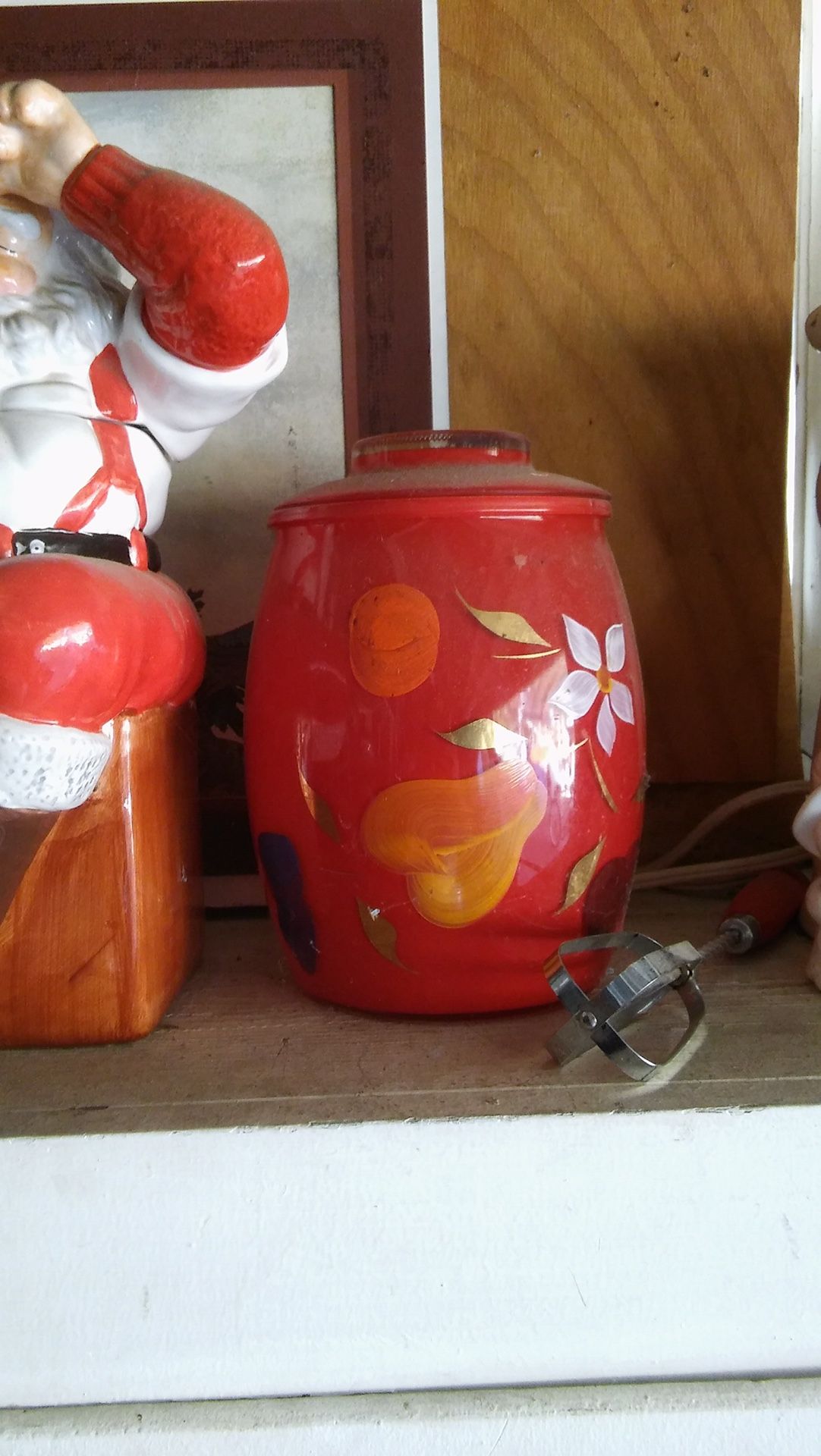 Glass hand painted cookie jar