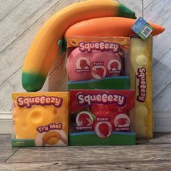 Sunny Days Squeezy LOT OF 6 Butter, Strawberry, Peach, Carrot, Cheese, & Banana