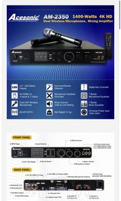 Dual Microphones, 4K HD, Bluetooth Mixing Amplifier 