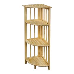 Foldable Design - 4 Shelf corner Bookcase Natural