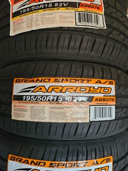 195-50-15 !!! ARROYO SPORT A/S !!! $240 LAS 4 LLANTAS MONTADAS Y BALANCEO INCLUIDO 👌