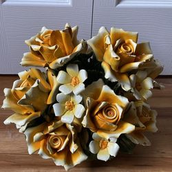 Capodimonte Floral Basket Made In Italy