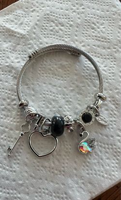 Silver Twisted Cable Charm Bracelet
