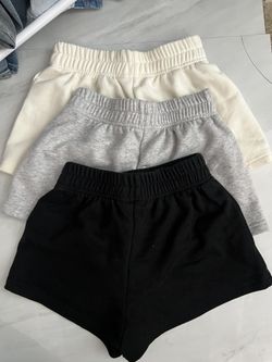 Shein 3 pairs of shorts in cream, grey and black