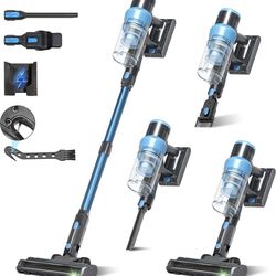 PRAVOLE Cordless Vacuum Cleaner, 45kPa 60Min With Green Light Pet Hair Carpet
