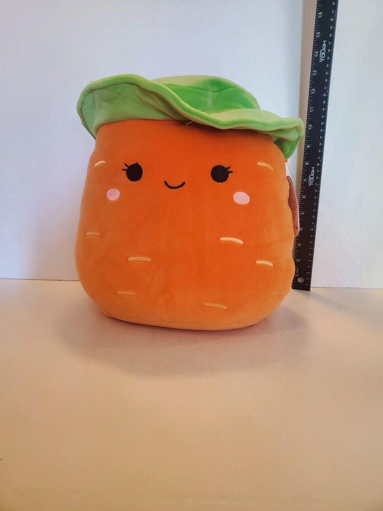 Squishmallow Easter 2025 Caroleena the Carrot Wearing a Bucket Hat 12 inch New