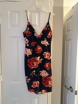 Black Floral Spaghetti Strap Mini Dress