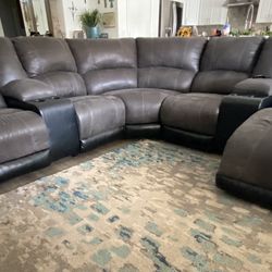👉Slate gray Faux Suede 7 pc Sectional Couch👈