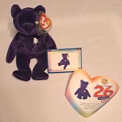 Ty Beanie Baby Princess Purple Bear