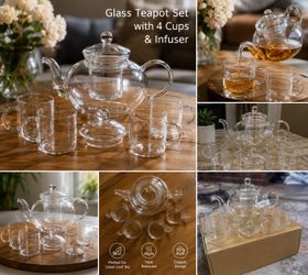Glass Teapot Set with 4 Cups & Removable Infuser – Heat Resistant | New