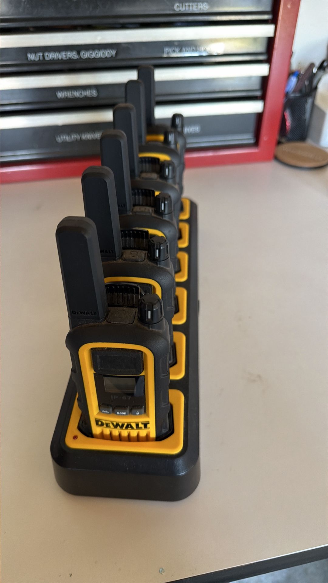 DEWALT Heavy-Duty 2W Walkie Talkies with 6-Port Gang Charger 6pk