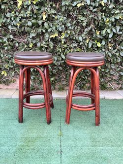 Vintage bamboo swivel seat, stools