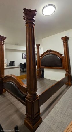 Cama King Size de Madera Sólida Estilo Clásico