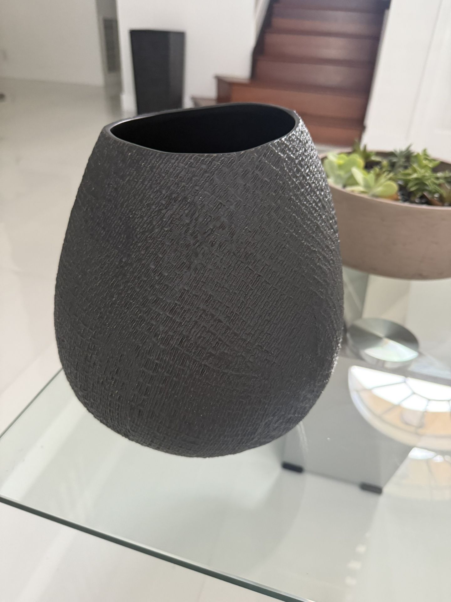 New Black Home Decoration Ceramic Vase, 11 Inches, Was $60