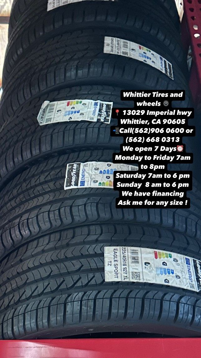 SET OF NEW TIRES, 225/40R18 GOODYEAR EAGLE SPORT , INCLUDING MOUNTING AND BALANCING. ASK ME FOR ANY SIZE OR BRAND, LLANTAS NUEVAS