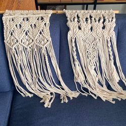 2 Pcs Macrame Woven Wall Hanging Boho Home Chic Bohemian Geometric Art Decor