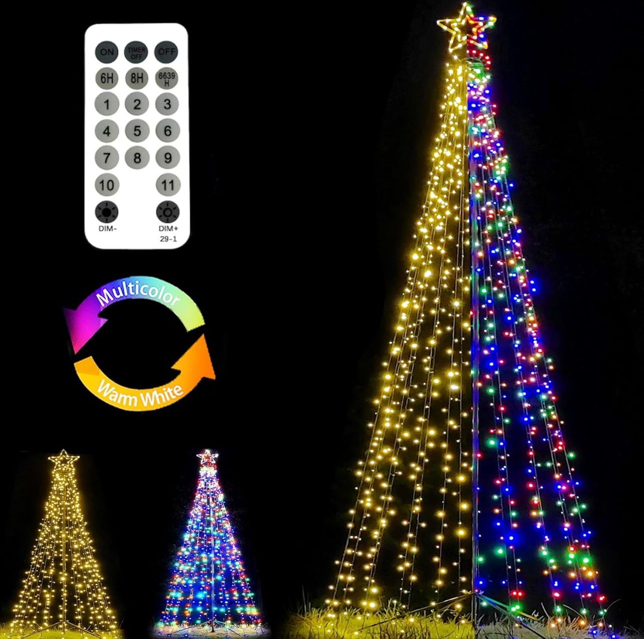 12FT Outdoor Christmas Light Tree – Star Topped, Beautiful Holiday Display