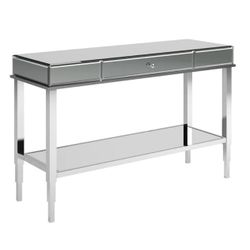 Camille Mirrored TV Stand Console Table with Drawer by iNSPIRE Q Bold - Chrome
