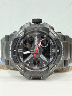 SAMDA 6130 Sport Watch Mens Black Analog Digital 5 ATM LED Backlight Stopwatch
