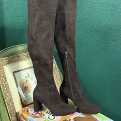 Brand New Suede Brown Thigh High Boots 