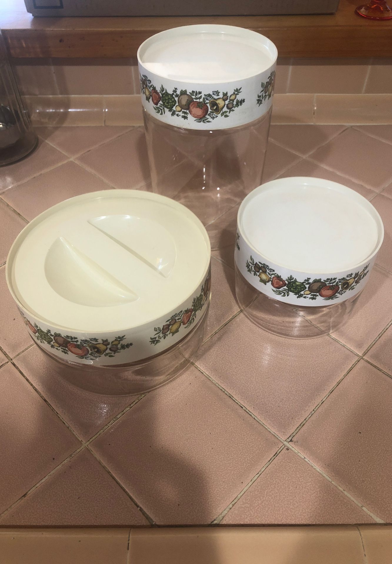 Vintage Pyrex spice of life canisters