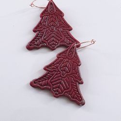 Handmade Clay Earrings Christmas Trees