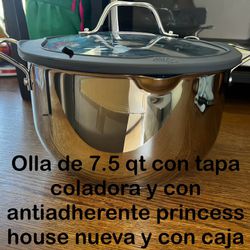 Olla De 7.5 Qt Con Antiadherente 👉 Princess house todo Nuevo y con caja 📦