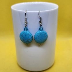 Turquoise circle hand made earrings