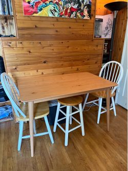 Scandinavian-Style Pine Dining Table + 3 Chairs