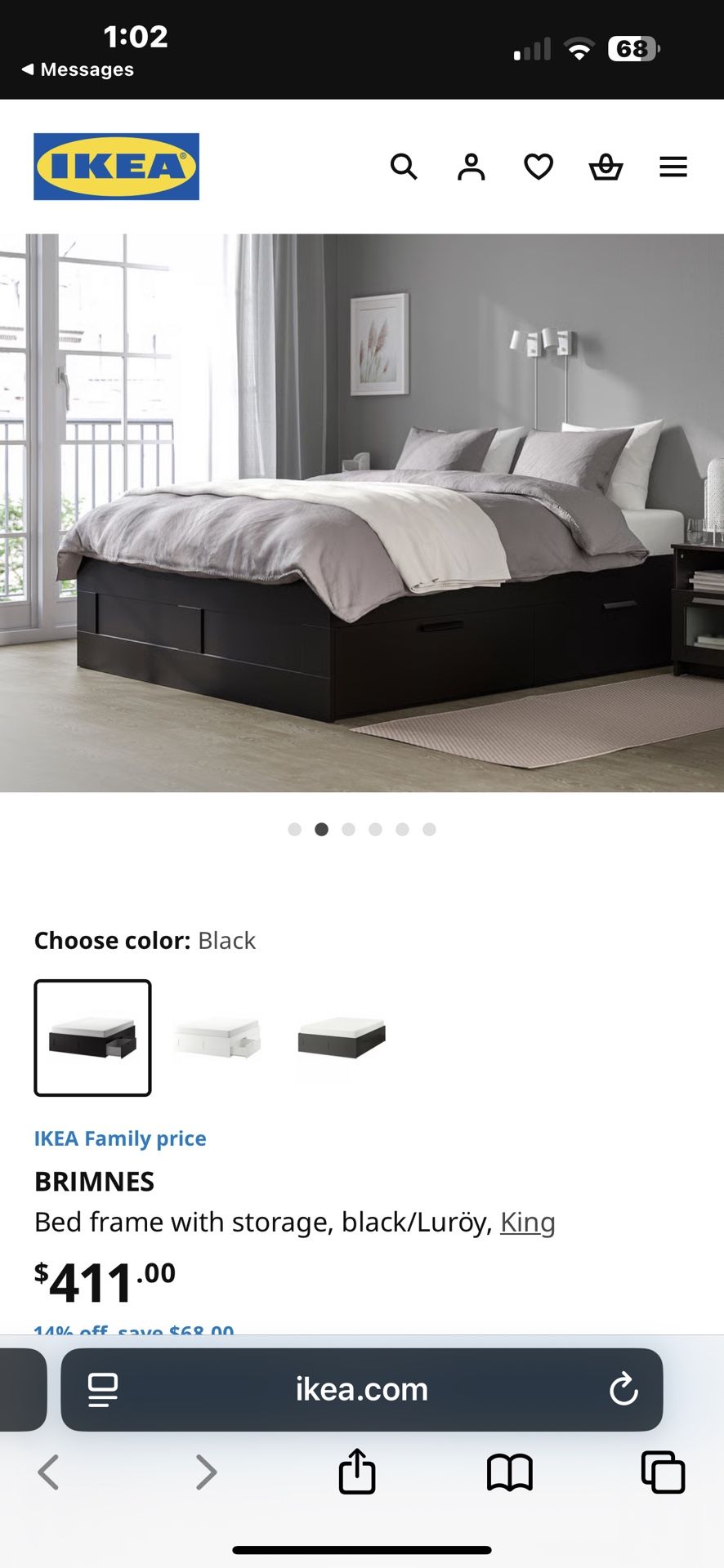 Bed frame with storage, King