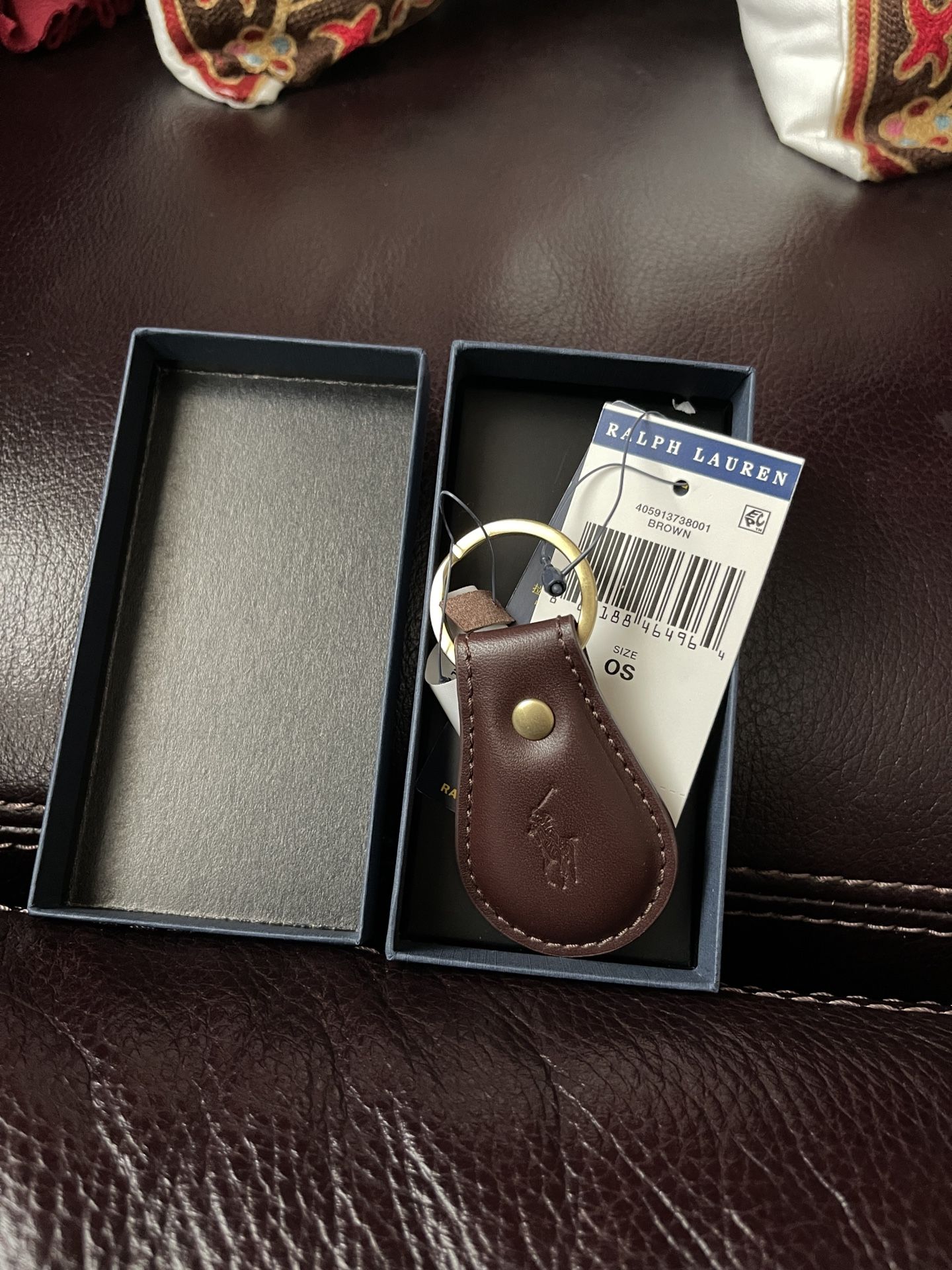 Polo Ralph Lauren Men's Women's Keychain Key Fob Leather Brown NWT. Keychain from Ralph Lauren Polo Ralph shopping bag avail per request only Black