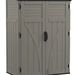 Suncast 4 ft. 5 in. W x 2 ft. 7.5 in. D x 6 ft. H Large Plastic Resin Vertical Outdoor Storage Cabinet Shed in Stoney (Gray)