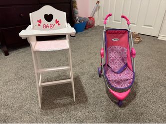 Doll stroller and high chair