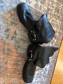 Black Leather Harness Moto Boots Durango